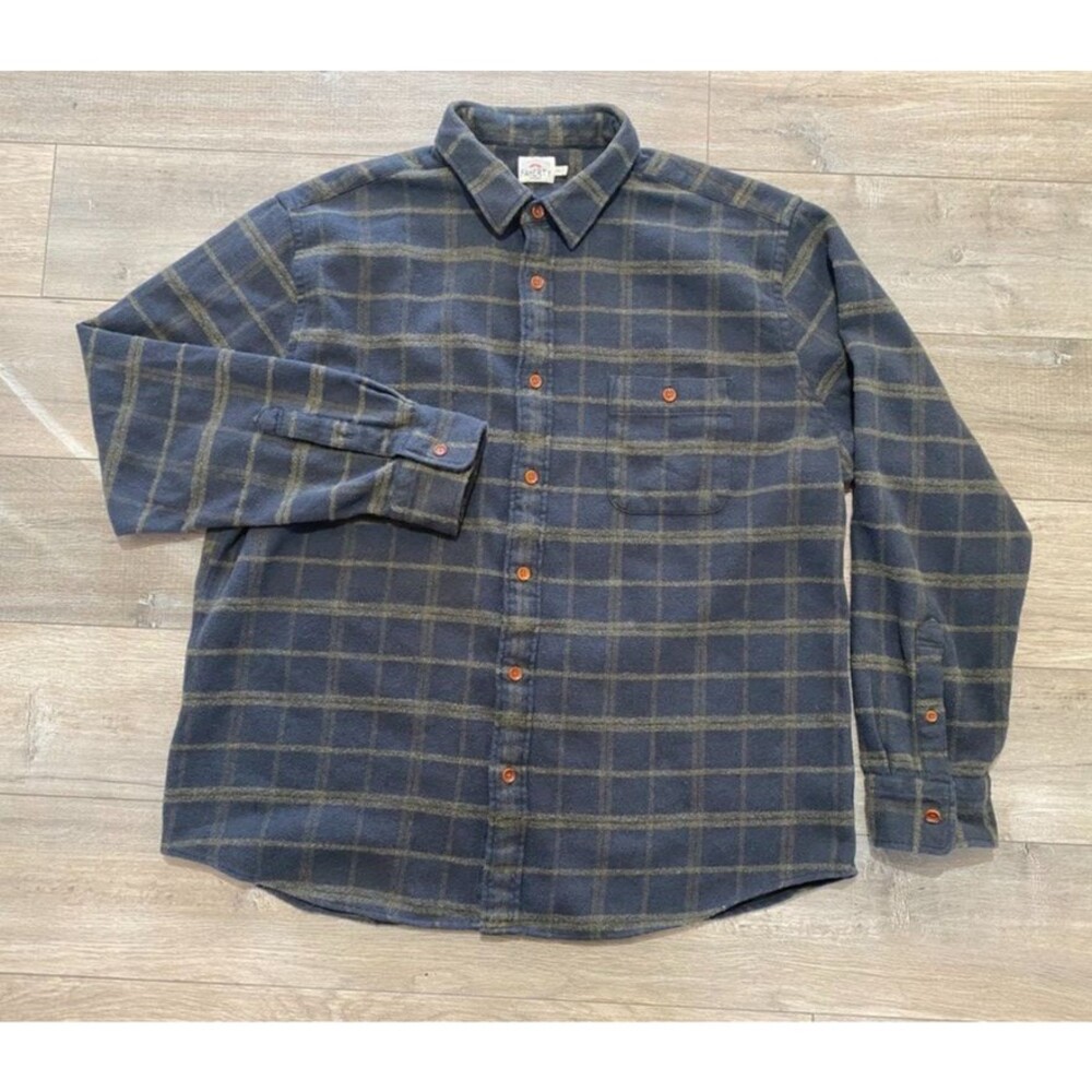 Faherty Brand Movement Flannel Shirt Mens XXL Gray Plaid Super Soft Button Down
